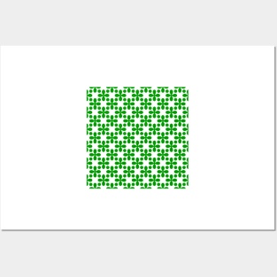 Green Clovers and Dots Pattern Posters and Art